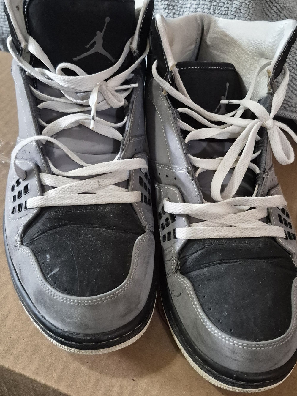 Air Jordan Style Men’s Gray and Black High-Top Sneakers